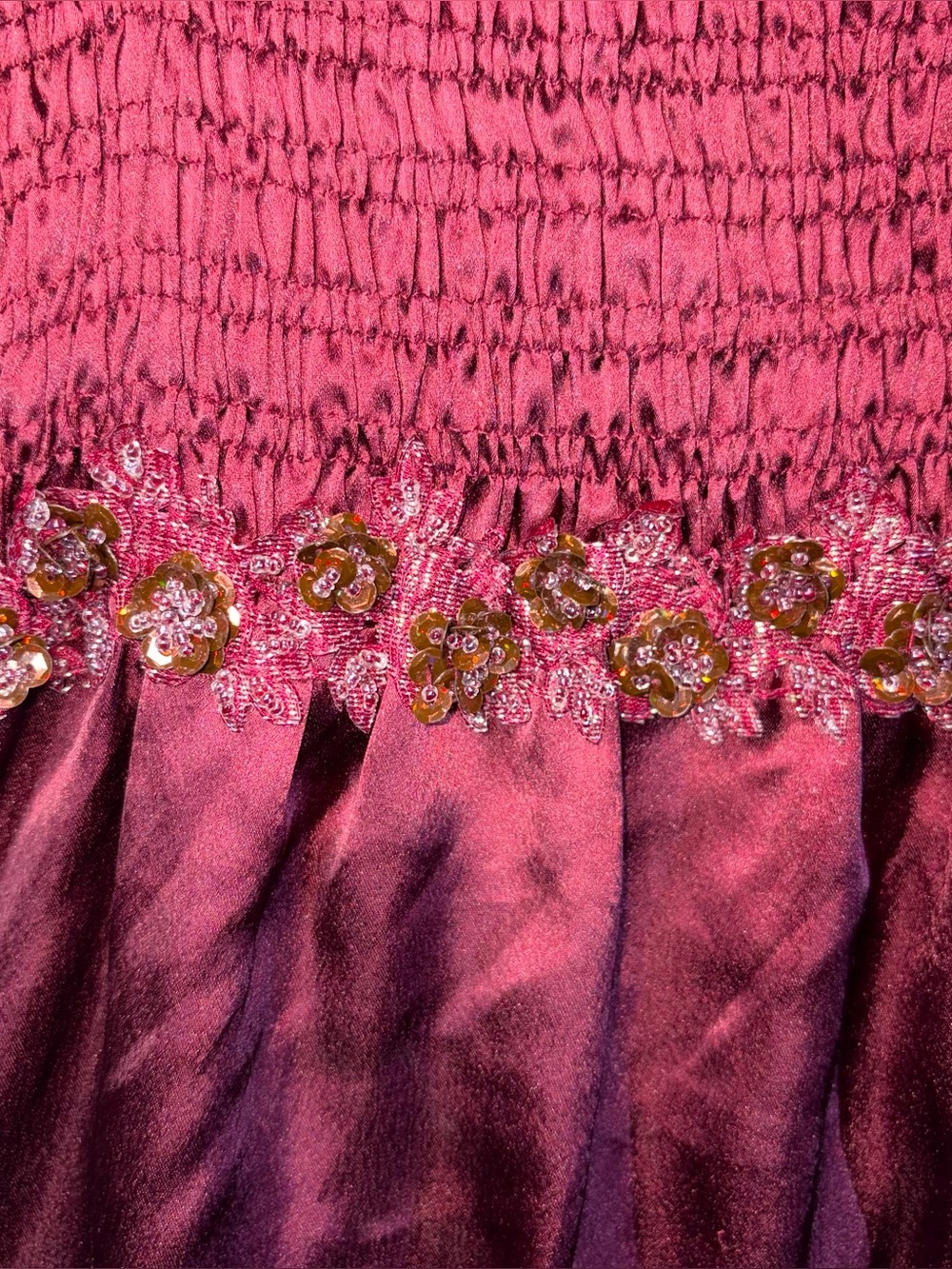 Vintage Y2K Wet Seal Embellished Satin Smocked Cami Tank Top Size M Fairy Rare - Picture 5 of 10
